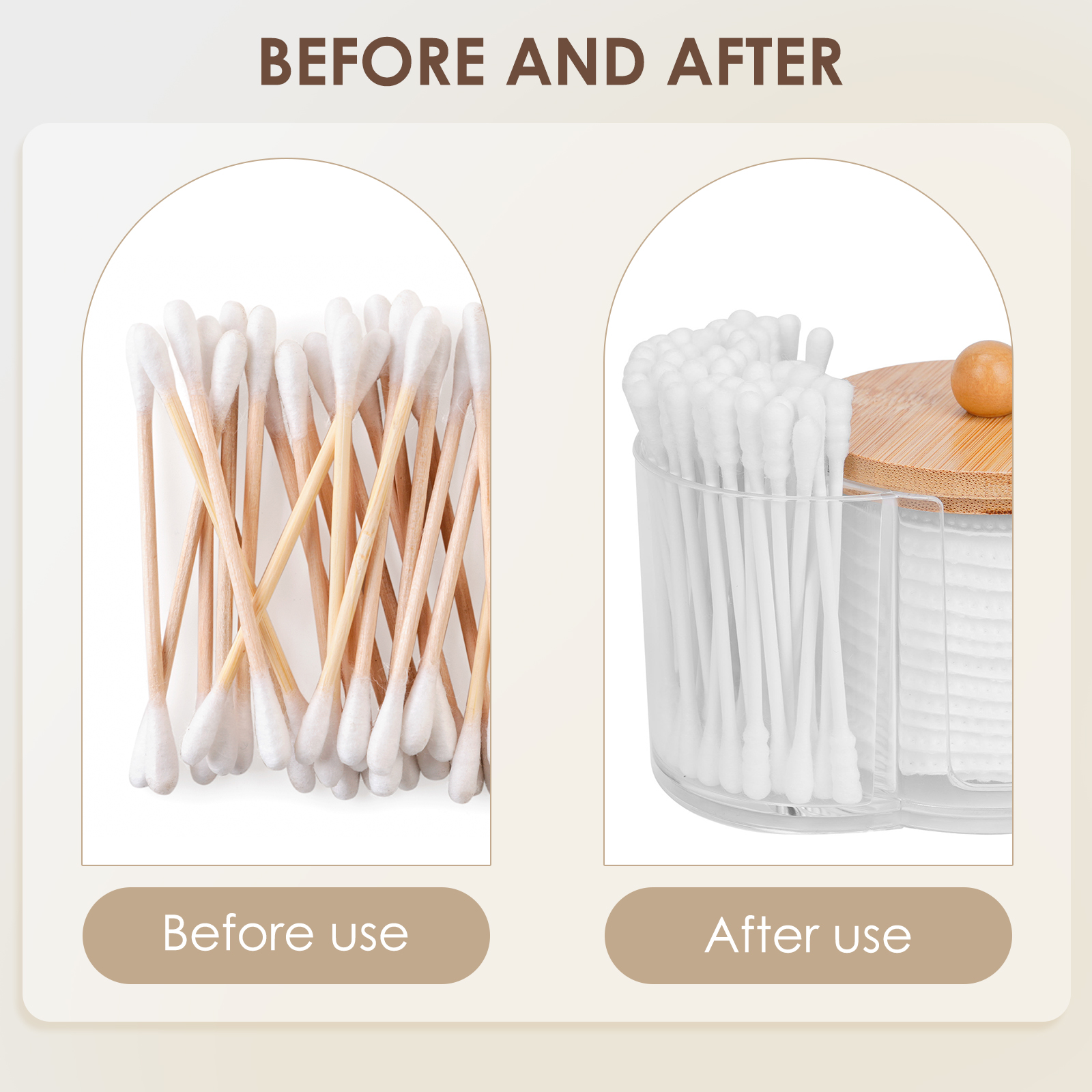 Cotton Swab Holder,Cotton Pad Holder, Small Plastic Cotton Swabs Dispenser with Lid, Bathroom Accessories Storage Organizer for Swabs, Pads, Floss Picks (Clear) - Image 5