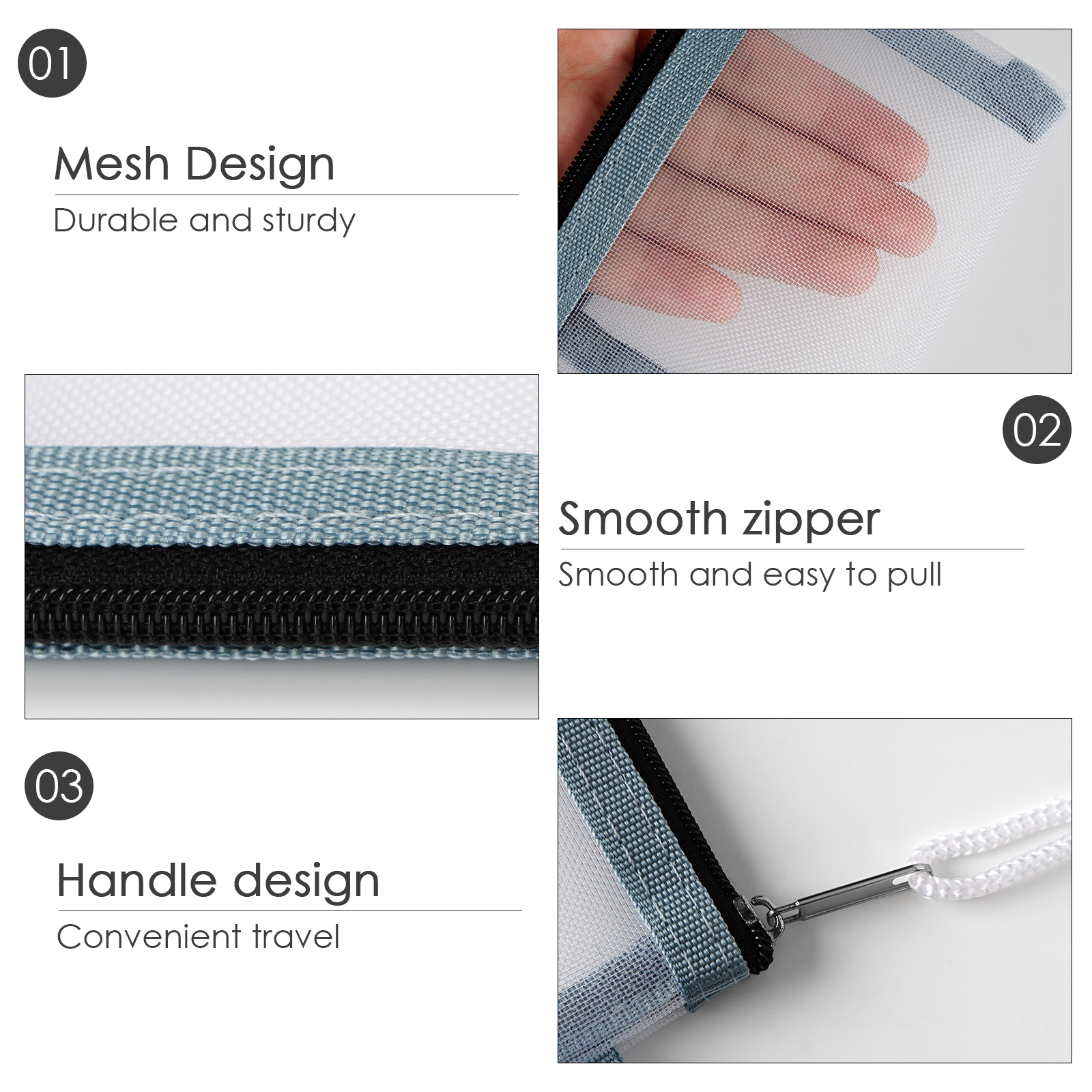 Pack Mini Zipper Mesh Bags, Portable Small Mesh Cosmetic Bag, Beauty Makeup Cosmetic Accessories Organizer Pouch for Travel - Image 3