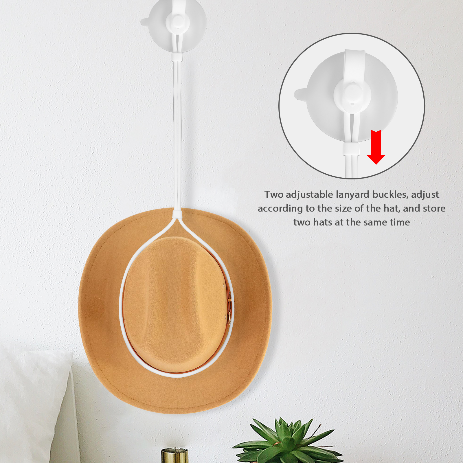 Pack Cowboy Hat Mount for Truck, Silicone Cowboy Hat Holder with Suctions Cup, Hat Hanger for Vehicle Seat Car Accessories and Home Doors (White)