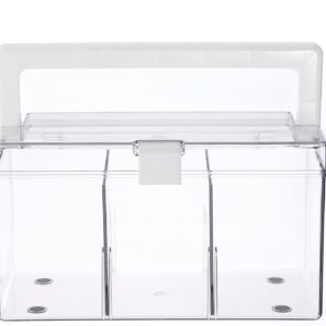 Cotton Ball Holder, Clear Bathroom Containers with Lids And Handle for Cotton Swab, Cotton Pads, Floss, Bathroom Vanity Countertop Organizer Accessories for Storage Case