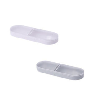 Pack Travel Cotton Swab Qtip Holder, Lightweight Plastic Container Dispenser Box with 2 Slots, Portable Cotton Swab Makeup Pads Storage Box with Lid for Household Travel (White, Grey)