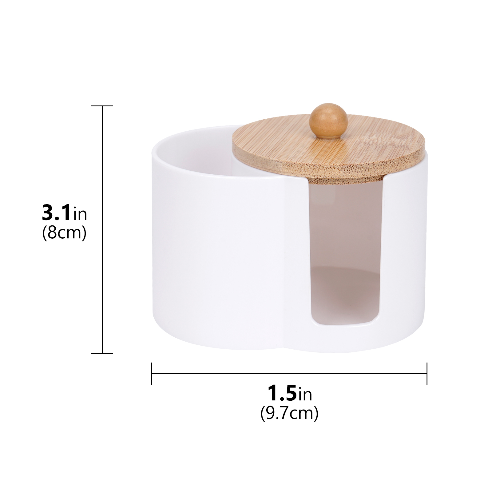 Cotton Pad and Swab Holder, Small Plastic Cotton Swabs Dispenser with Lid, Bathroom Accessories Storage Organizer for Cotton Swabs, Cotton Pads, Floss Picks (White) - Image 6