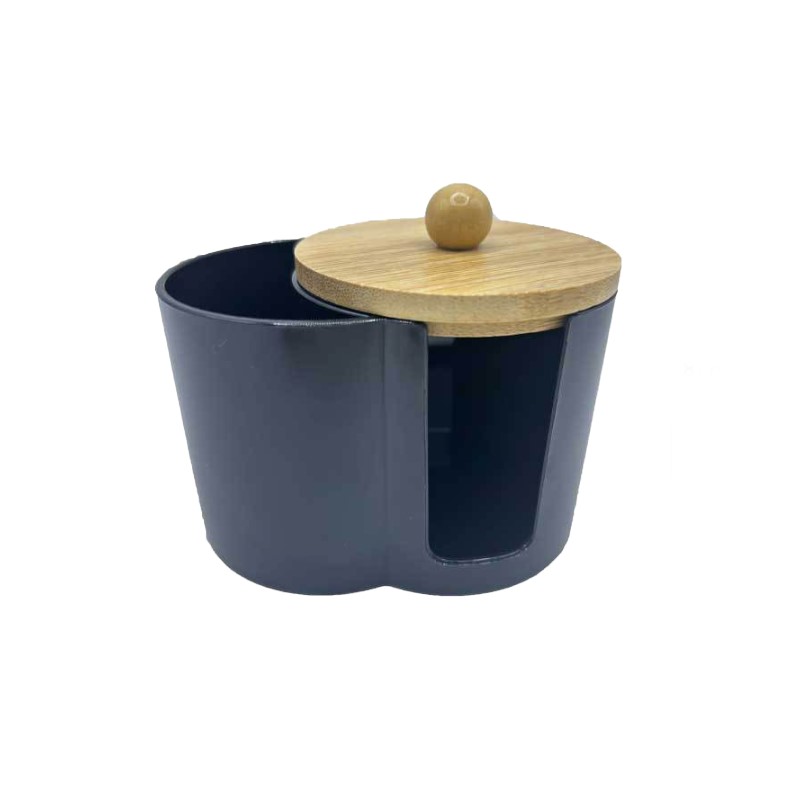 Cotton Pad and Swab Holder, Small Plastic Cotton Swabs Dispenser with Lid, Bathroom Accessories Storage Organizer for Cotton Swabs, Cotton Pads, Floss Picks (Black) - Image 6