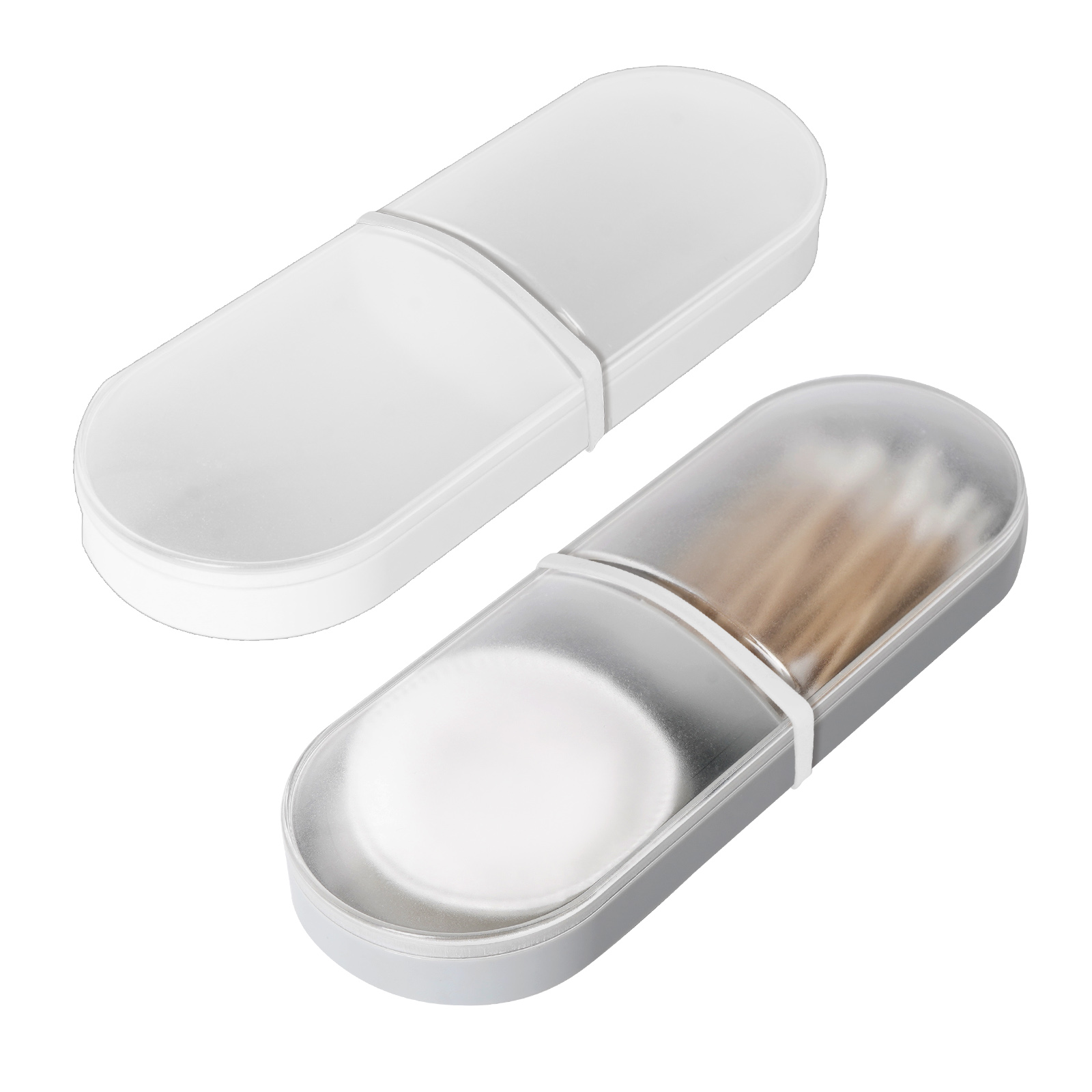 Pack Travel Cotton Swab Qtip Holder, Lightweight Plastic Container Dispenser Box with 2 Slots, Portable Cotton Swab Makeup Pads Storage Box with Lid, Suitable for Household Travel. - Image 4